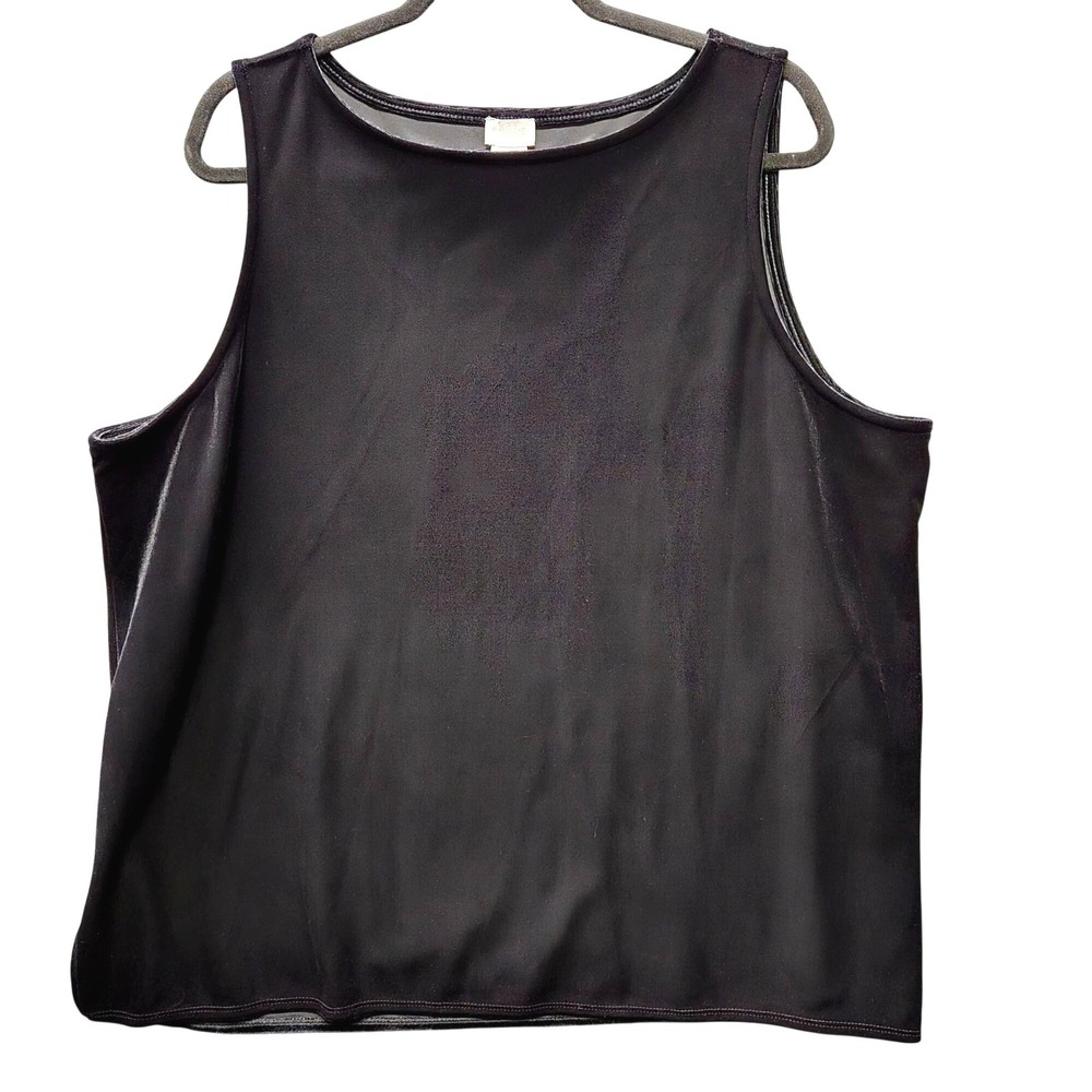 Chico's Travelers VelvetTank Top‎ Boat Neck 4 US 20/22 Black Side Slits Capsule